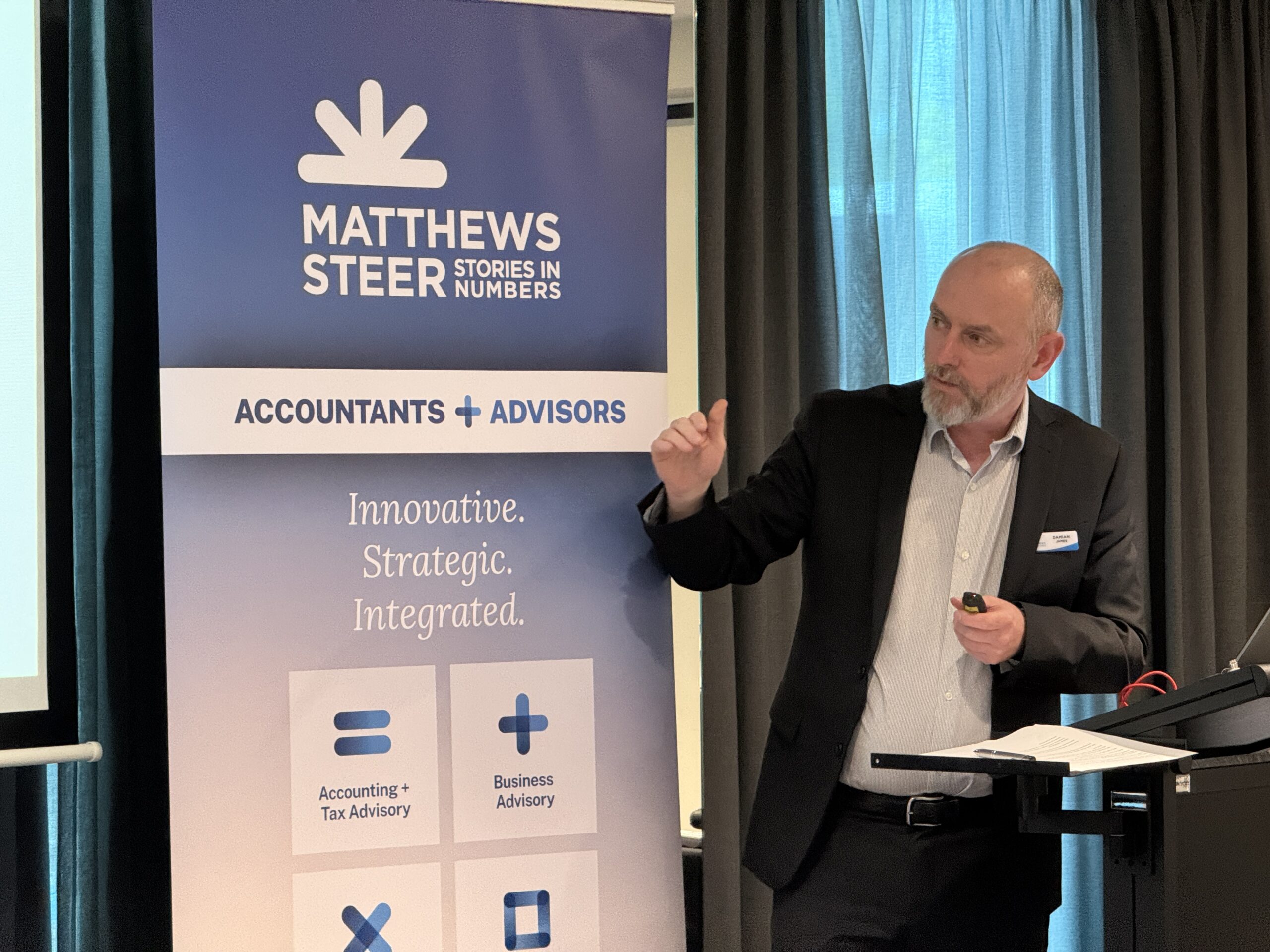 Damian James presenting Superannuation Changes